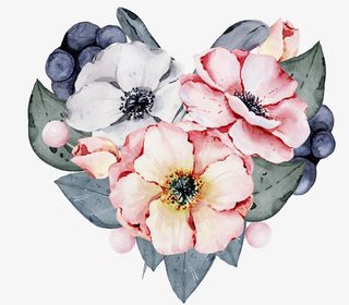 手绘水彩爱心花朵免抠图免抠