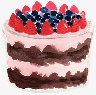 卡通手绘草莓蛋糕免抠