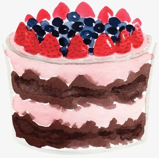 卡通手绘草莓蛋糕免抠