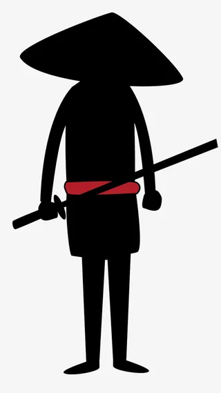 卡通黑色侠客小人PNG免抠