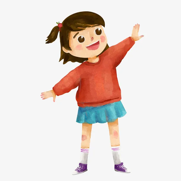 水彩手绘女孩人物素材免抠
