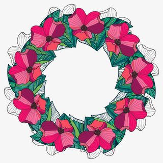 矢量红色花环免抠