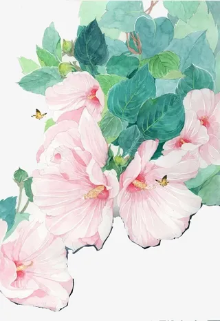 古风手绘水彩花朵2免抠