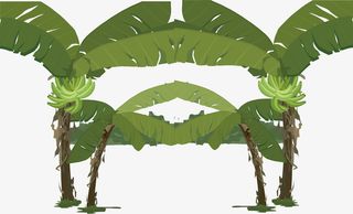 手绘卡通香蕉树矢量图免抠