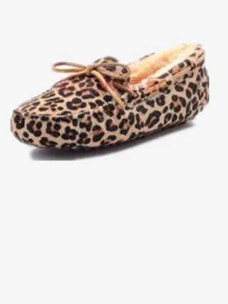 豹纹豆豆鞋免抠