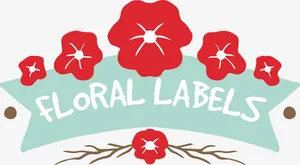 红色花朵飘带矢量图免抠