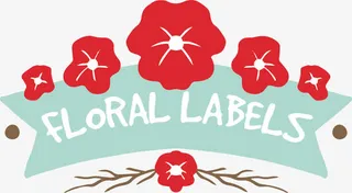 红色花朵飘带矢量图免抠