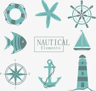 素雅蓝色航海元素免抠