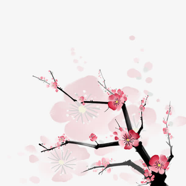 水墨梅花图案素材免抠