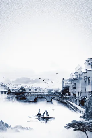 中国风高端地产海报背景素材高清