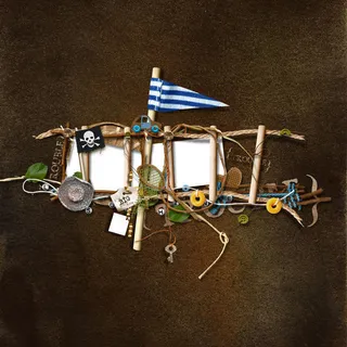 木纹扣子相框边框免抠