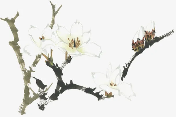 水墨花图片免抠