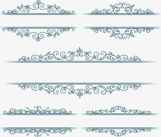 蓝色欧式花纹标题栏免抠