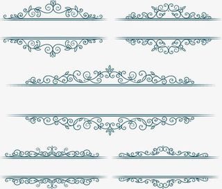 蓝色欧式花纹标题栏免抠