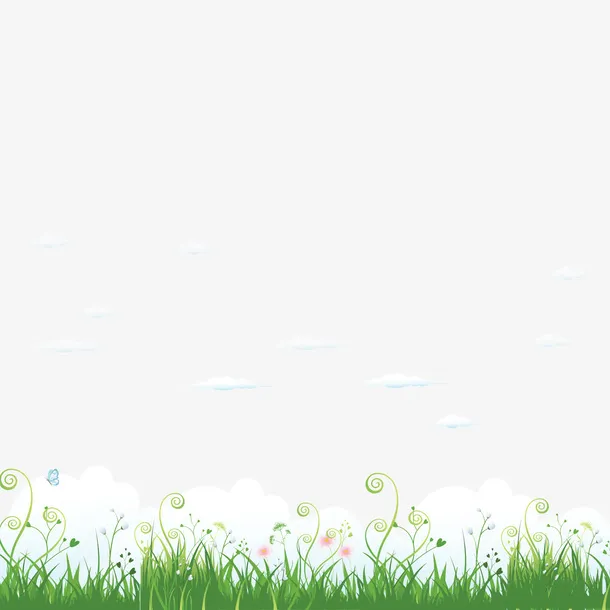 白云朵朵草地背景