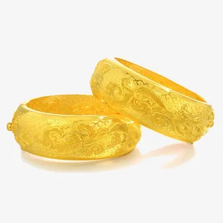 周生生足金首饰品龙凤黄金手镯结免抠 周生生足金首饰品龙凤黄金手镯结免抠
