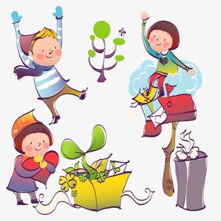 冬天男孩和春天女孩免抠