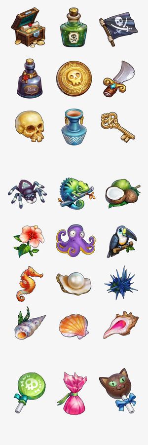 卡通海盗骷髅毒药钥匙宝箱免抠