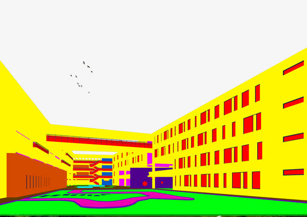 校园建筑效果图免抠