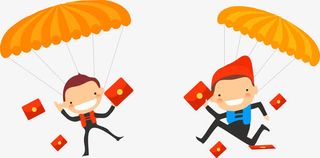 卡通跳伞的人物矢量素材免抠