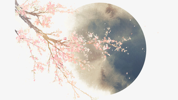 月亮桃花中秋免抠