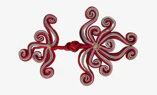 红色花型小李扣免抠