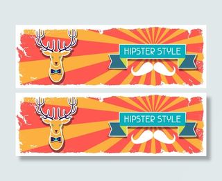 复古风潮流行元素设计免抠