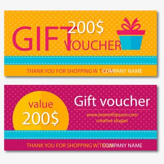 彩色礼品券设计矢量素材免抠