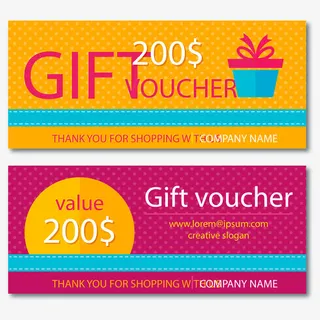彩色礼品券设计矢量素材免抠