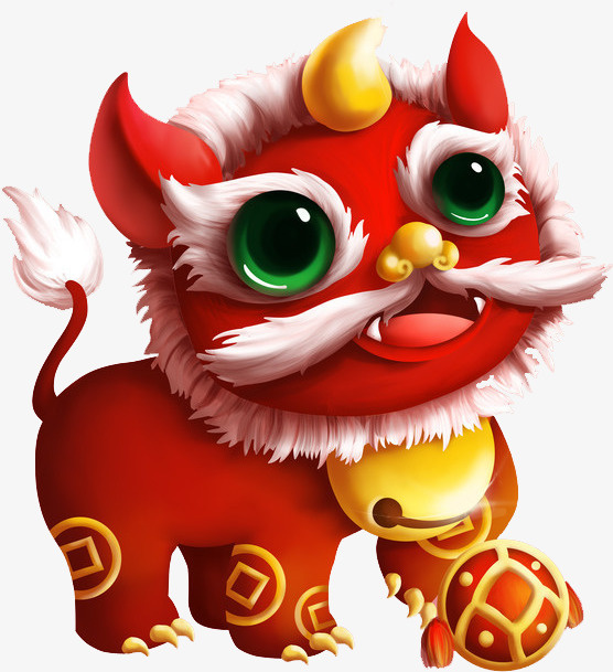 创意新年年兽插画免抠