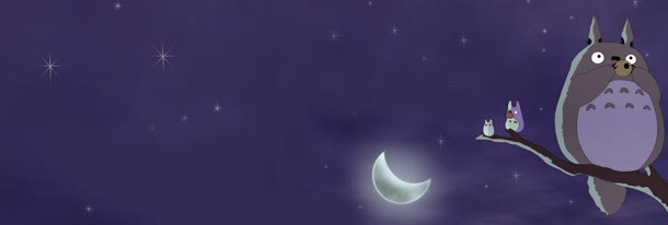 动漫龙猫夜景背景banner