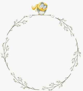 圆形植物上的小鸟免抠