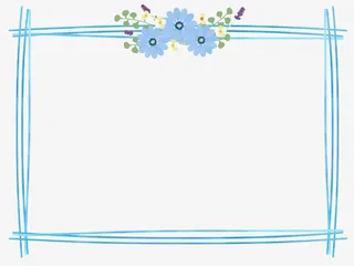 春天蓝色花朵装饰边框免抠
