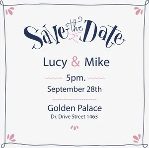 手绘线条边框邀请函免抠