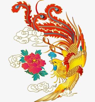 金凤凰戏花免抠