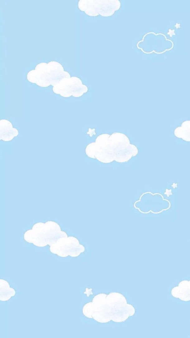 手绘卡通蓝天白云风景免抠