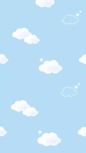 手绘卡通蓝天白云风景免抠