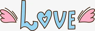 矢量love翅膀艺术字免抠