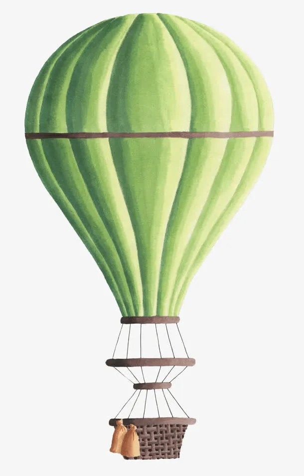 绿色的热气球免抠