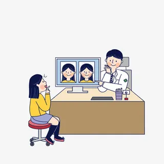 卡通给女病人讲解整容细节的医生免抠