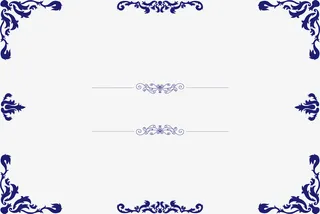 青花瓷复古风边框免抠