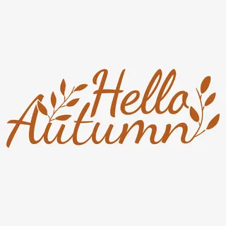 你好秋天艺术字免抠