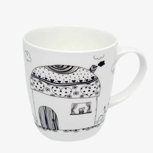 手绘卡通图案马克杯免抠