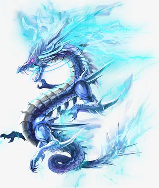 蓝色盘龙手绘游戏素材免抠