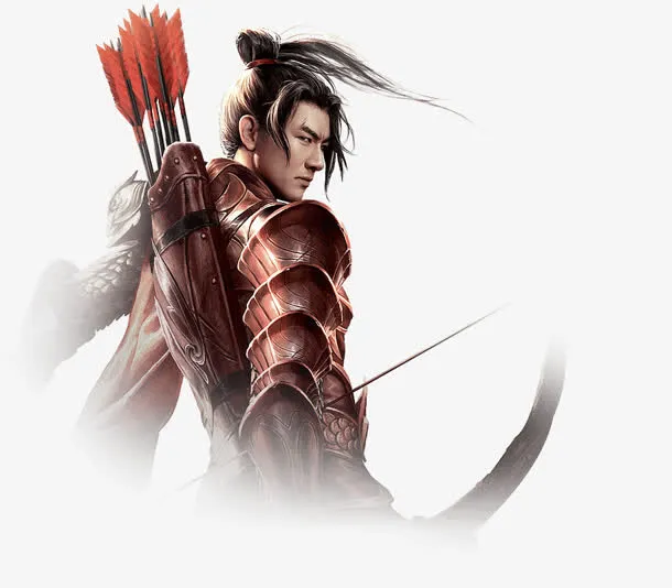 玄幻古风铠甲弓箭手免抠