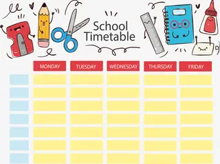 卡通文具装饰课表免抠