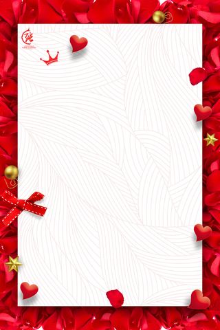 情人节红色甜蜜玫瑰花瓣边框背景高清