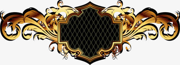 手绘黑色格子底纹金边免抠