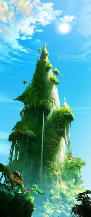 蓝色天空白云松树太阳光光效免抠