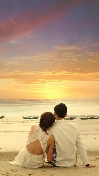 浪漫海边情侣情人节主题H5背景高清